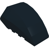 Dark blue LEGO Windscreen 6x4x2 Wedge Curved brick, shown from an angled perspective.