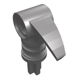 Light gray LEGO Bionicle 2x3 axle connector with tooth, angled. Part number 42074.