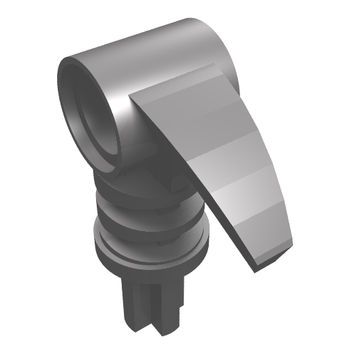 Light gray LEGO Bionicle 2x3 axle connector with tooth, angled. Part number 42074.