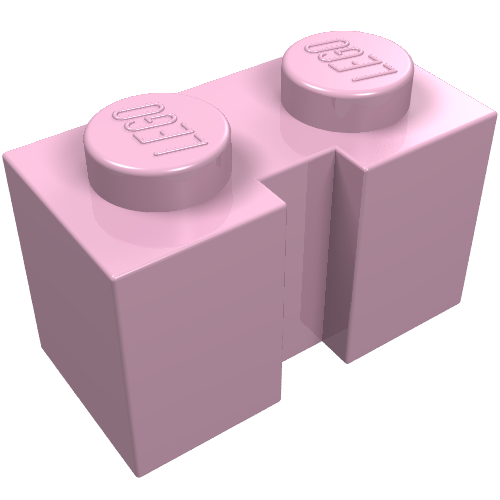 Pink LEGO 4216 - Brick, Modified 1 x 2 with Channel, featuring two studs with LEGO logo.
