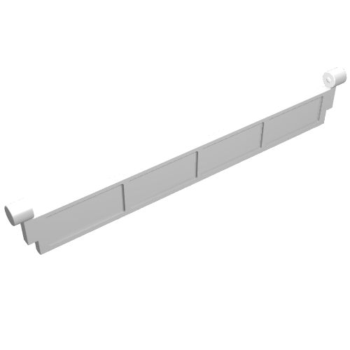 White LEGO 4219 Garage Roller Door End Section with Handle, featuring four recessed panels and a cylindrical handle at each end.