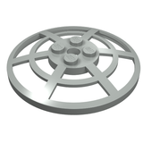 A light gray LEGO 6x6 inverted dish (radar) with a webbed pattern and four studs in the center.