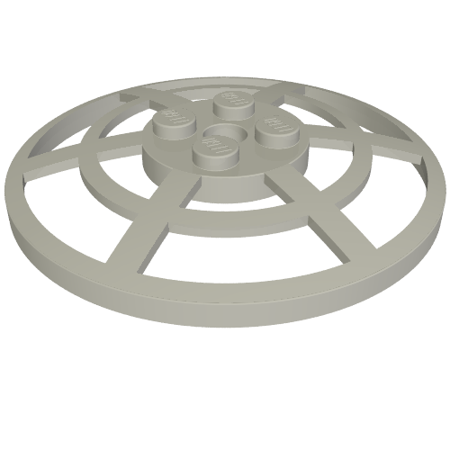 Light gray LEGO 6x6 inverted webbed radar dish, featuring four studs on the raised central hub.