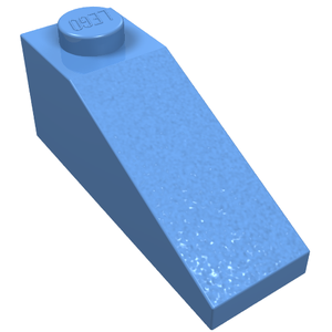 Light blue LEGO 4286 Slope 33 3 x 1 brick, featuring one stud and a textured surface, angled view.