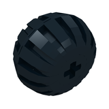 Dark gray LEGO 4288 Wheel Full Rubber Balloon with a ribbed surface and a visible plus-shaped axle hole.