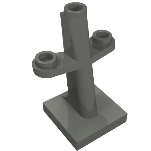 Dark gray LEGO Part 4289, Boat, Mast 2 x 2 x 3 Inclined with Stud on Top and Two Sides.