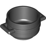 Dark gray LEGO minifigure utensil pot cauldron 3x3x1.75 with two handles on a white background.