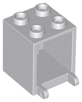 Light gray LEGO 4345 Container, Box 2 x 2 x 2 piece with an open front.