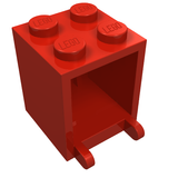 Red LEGO 4345a Container, Box 2 x 2 x 2 with solid studs, viewed from an angled perspective.