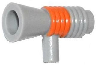 LEGO 4349pb001 minifigure utensil loudhailer megaphone, gray with an orange stripe pattern.