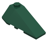 Dark green LEGO 4x2 triple right wedge plate, part 43711, with a single stud on top.