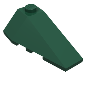 Dark green LEGO 4x2 triple right wedge plate, part 43711, with a single stud on top.