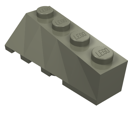 LEGO 43720 Wedge 4 x 2 Sloped Right, a grey brick with four studs on top, sloping down on the right side.