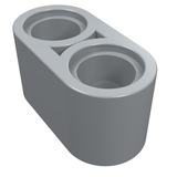 A light gray LEGO Technic Liftarm Thick 1 x 2, showing its two round pinholes from an angled top view.