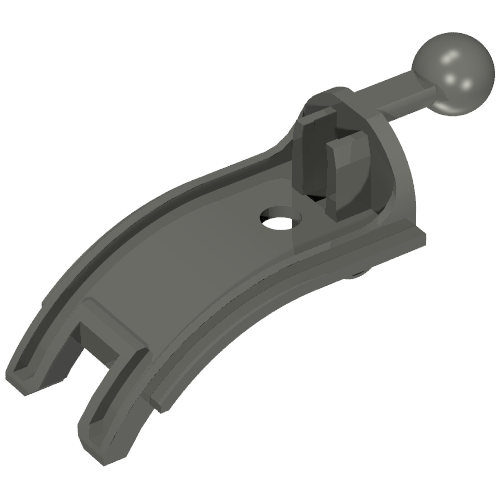 Dark grey LEGO Bionicle Rahkshi Kraata holder 44139 with curved claw, central hole, internal clips, and ball joint.