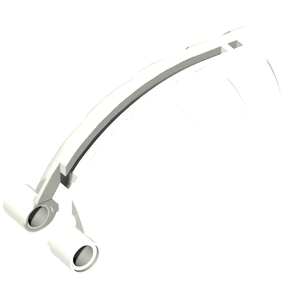 White LEGO part 44140, Bionicle Rahkshi Back Cover with Groove, featuring a curved design and two connection points.