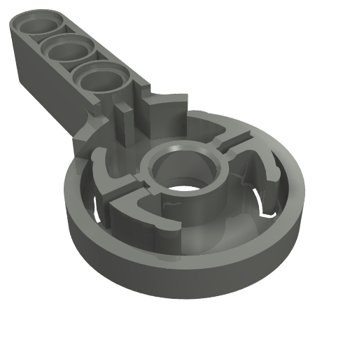 Grey LEGO Technic 44224 Rotation Joint Disk with Large Pin Hole and 3L Liftarm Thick part.