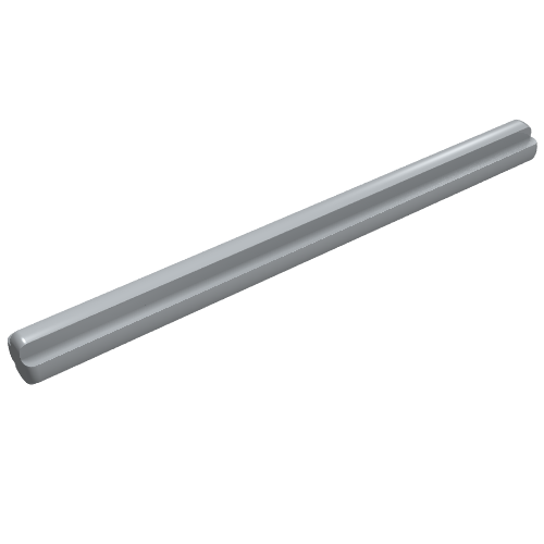 A light gray LEGO Technic Axle 7L, a rod with two parallel grooves along its length and rounded ends.