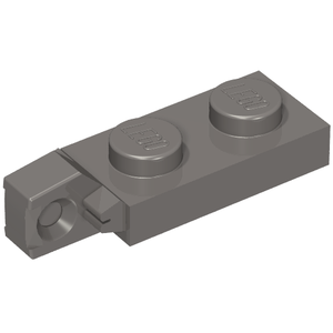 Dark grey LEGO Hinge Plate 1x2 Locking with 1 Finger on End without Bottom Groove, part 44301b.