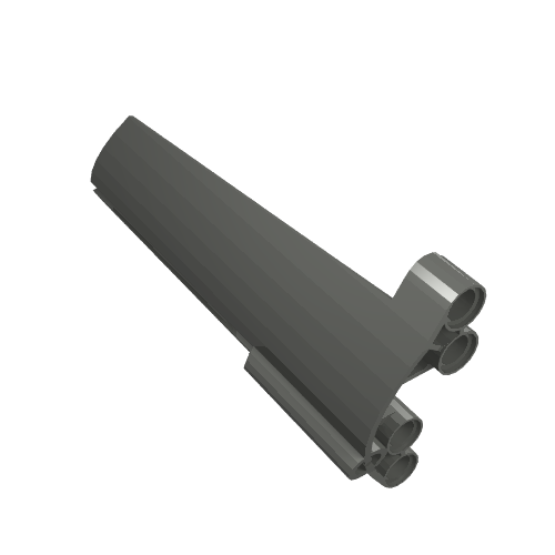 Dark gray LEGO Technic Panel Fairing #20 Large Long, Small Hole, Side A, a curved part with cylindrical connectors.