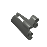 A dark gray LEGO Technic Panel Fairing #22 Large Short, Small Hole, Side A, part 44352, shown at an angle.