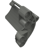 Dark gray LEGO Technic Panel Fairing #23 Large Short, Small Hole, Side B, with curved panel and pin/axle holes.