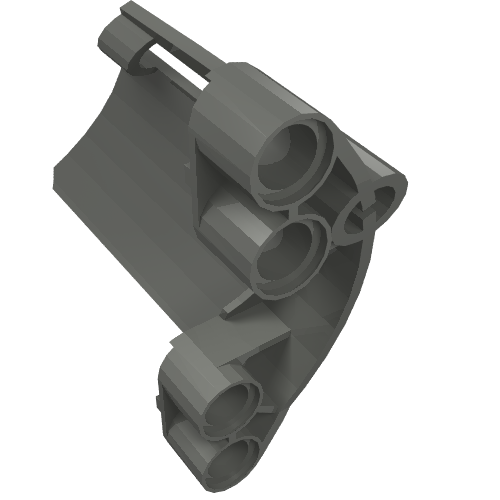 Dark gray LEGO Technic Panel Fairing #23 Large Short, Small Hole, Side B, with curved panel and pin/axle holes.