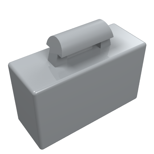 Grey LEGO 4449 minifigure utensil briefcase with a rounded handle on top.