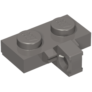 Dark gray LEGO Hinge Plate 1x2 Locking with 1 Finger on Side with Bottom Groove, part 44567a.
