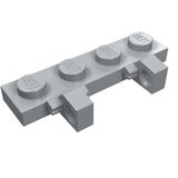 Light gray LEGO 44568 Hinge Plate 1 x 4 Locking Dual 1 Finger on Side with four studs and two side hinge fingers.