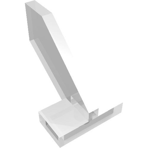 A translucent white LEGO 44661 Tail Shuttle, Small piece. It features an angled fin connected to a flat base.