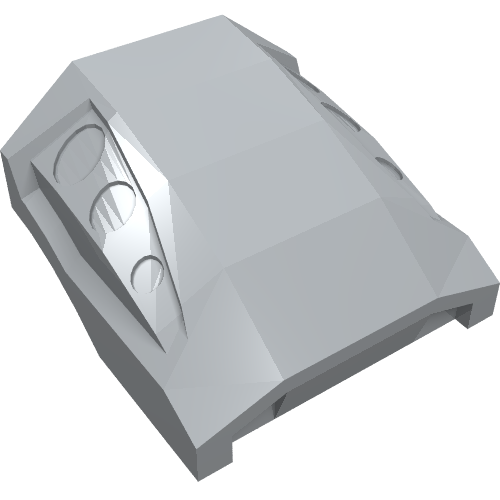 Light gray LEGO Slope, Curved 2 x 2 part with debossed side ports, LEGO ID 44675.