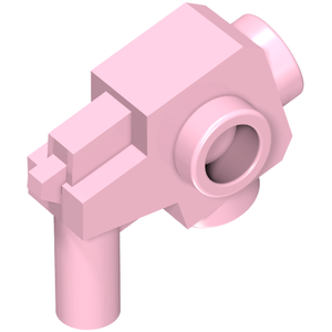 Pink LEGO minifigure weapon blaster with stud connections on sides, front, and a pin connection on the bottom.
