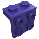 Purple LEGO bracket 1x2 - 2x2 with two studs on top