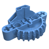 Blue LEGO Bionicle Matoran Torso gear with 9 teeth, 3 axle holes, and 2 pin holes on a white background.