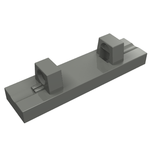 Grey LEGO Hinge Tile 1 x 4 Locking Dual 1 Finger on Top, part 44822, isolated on a white background.