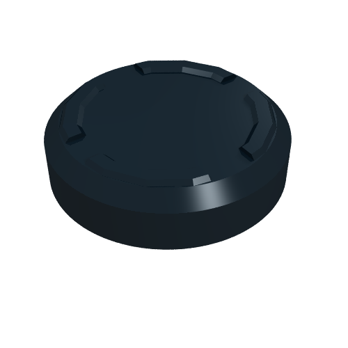 Dark blue LEGO sports hockey puck, large, with subtle indentations on top, rendered against a white background.