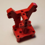 Red LEGO 44849 Sports Hockey Player Body part, a plastic building toy piece with various pinholes and axle connections.