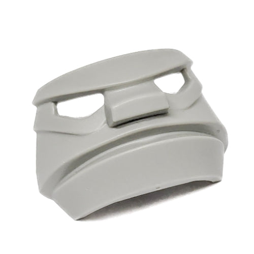 Light gray LEGO Sports Hockey Mask 3 with wraparound scowl, eye holes, and raised nose on a white background.