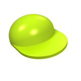 Bright green LEGO minifigure cap with a short, curved bill, featuring a glossy finish and highlights.