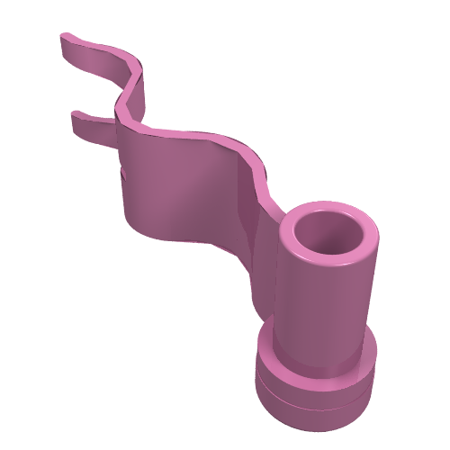 Pink LEGO Flag 4 x 1 Wave Right, a wavy flag element with a pin connector on a white background.