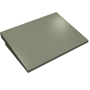 A single grey-green LEGO Slope 10 6 x 8 brick, angled, showcasing its smooth top surface and sloped design on a white background.