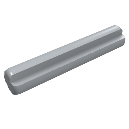 A single light gray LEGO Technic Axle 3L, featuring a long cylindrical body with two parallel grooves and rounded ends.