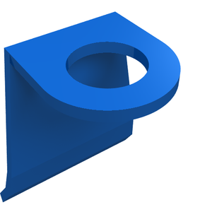 3D render of a blue LEGO 4524 plastic part for minifigure cape, with a circular hole.