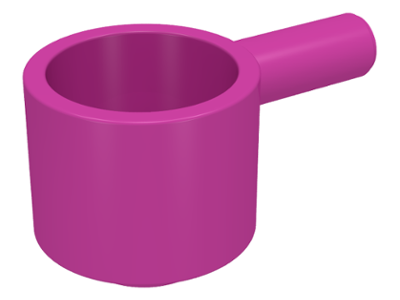 Magenta LEGO minifigure utensil saucepan with a round cup and a short cylindrical handle
