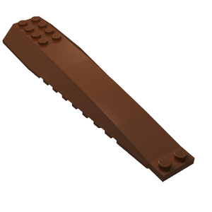 Brown LEGO Wedge 16 x 4 Triple Curved with Reinforcements part 45301, showing studs and a long, smooth slope.