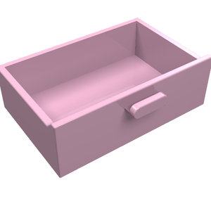 Light pink LEGO 4536 Container, Cupboard 2 x 3 Drawer with a small, rounded handle on the front panel.