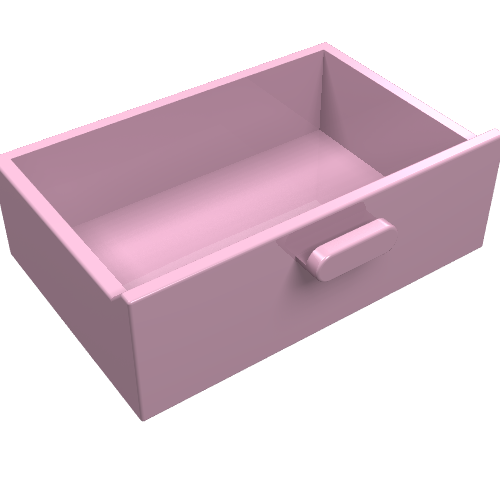 Light pink LEGO 4536 Container, Cupboard 2 x 3 Drawer with a small, rounded handle on the front panel.