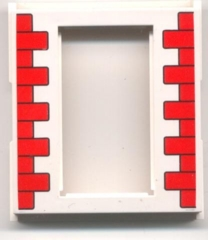 LEGO part 45402px1: White door frame 2x8x8 with red brick pattern printed on the left and right edges.
