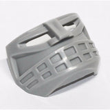 Light grey LEGO Sports Hockey Mask 6 part with a 14-hole grille design and raised details on a white background.